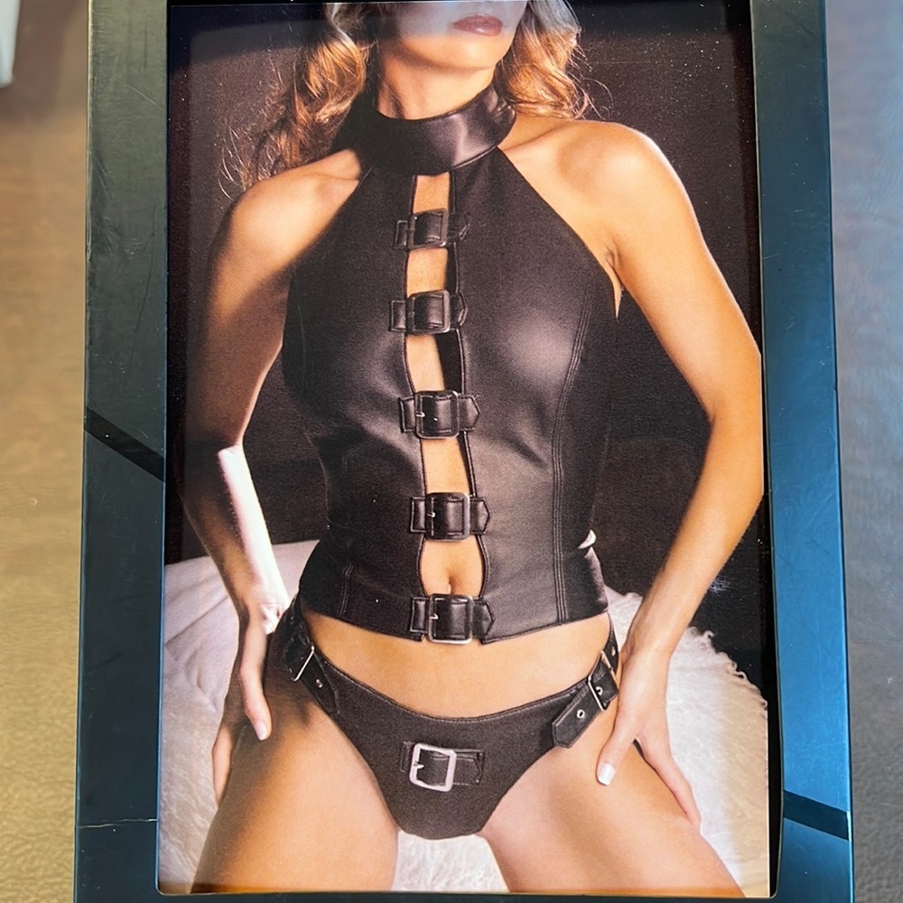Insinuate • Buckle Top & Thong Black Set